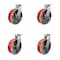 Service Caster 10'' Heavy Duty Red Poly on Cast Iron Caster Set 4 Swivel Locks 2 Brakes, 4PK CRAN-KP92S1030-PUR-RS-SLB-BSL-2-BSL2 - alternate 1